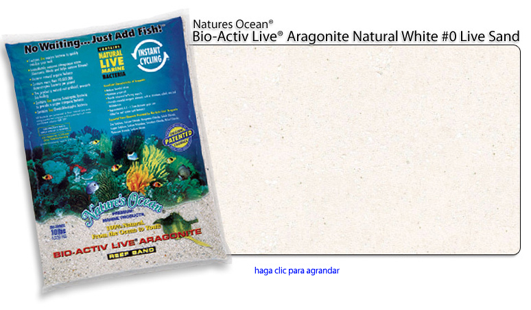 Natures Ocean® Bio-Activ Live® Aragonita natural de arena blanca en vivo # 0
