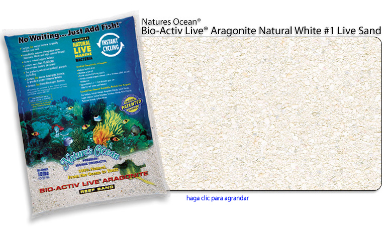 Natures Ocean® Bio-Activ Live® Aragonita natural de arena blanca # 1 Live
