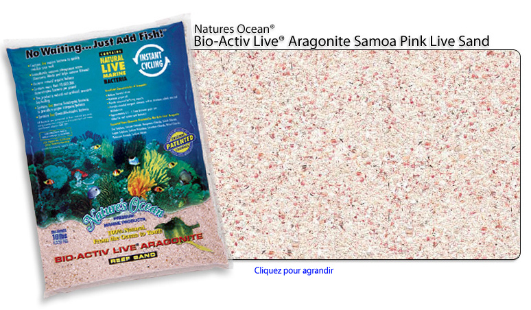 Natures Ocean Bio-Activ live Aragonite Samoa rose sable vivant
